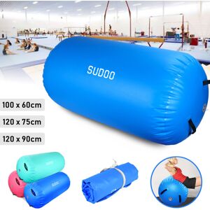 sudoo (Blue, 120 x 90 cm) Inflatable Air Roller Gymnastics Mats Air Roll Air Barrel Tu