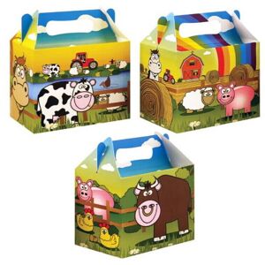 Henbrandt Farm Design-12 Party Food Boxes Loot Lunch Meal Cardboard Gift Childrens Kids Ha