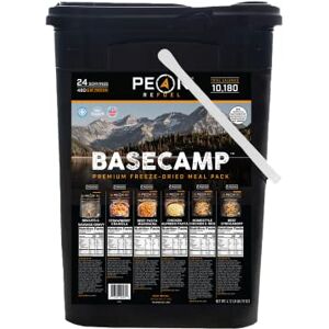 Peak Refuel Basecamp Bucket 3.0 480g Protein 10180 Calories 100% Real Meat Premium Freeze Dried Backpacking & Camping Food 24 Servings Ideal MRE Survival Meal