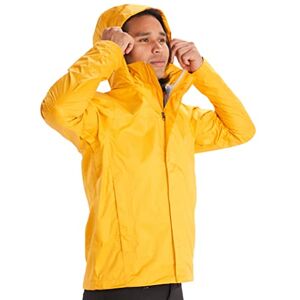 Marmot Men PreCip Eco Jacket, Waterproof Jacket, Lightweight Hooded Rain Jacket, Windproof Raincoat, Breathable Windbreaker, Ideal for Running and Hiking, Solar, S