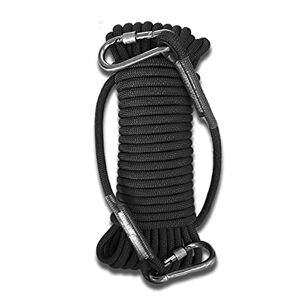 KANGXYSQ 18MM Climbing Rope15M(49ft) 25M(82ft)40M(131ft) 60M(196Ft) Static Rock Climbing Rope With 2 Steel Hooks Rappelling Rope For Outdoor Hiking Safety Escape Rope Rescue Parachute ( Color : Black , Size :