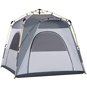 Sold By Mhstar Outsunny 4 Person Automatic Camping Tent, Outdoor Pop Up Tent, Portable Backpacking Dome Shelter, Light Grey