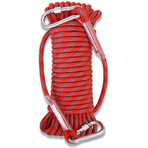 KANGXYSQ 18MM Climbing Rope15M(49ft) 25M(82ft)40M(131ft) 60M(196Ft) Static Rock Climbing Rope With 2 Steel Hooks Rappelling Rope For Outdoor Hiking Safety Escape Rope Rescue Parachute ( Color : Red , Size : 70