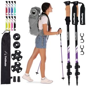 TrailBuddy Walking Poles - Pack of 2 Lightweight, Adjustable Trekking Poles for Hiking, Camping & Backpacking - Walking Sticks w/Cork Grip and Padded Strap