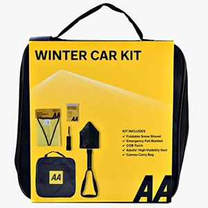 Aawk AA Winter Car Kit AA3386 - Folding Snow Shovel, LED/COB Torch, Foil Blanket, Hi-Vis Vest - Zipped Storage Bag – Suitable for Any Vehicle or Home, Black