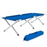 tectake Camping bed - folding camp bed, single camp bed, camping cot - blue