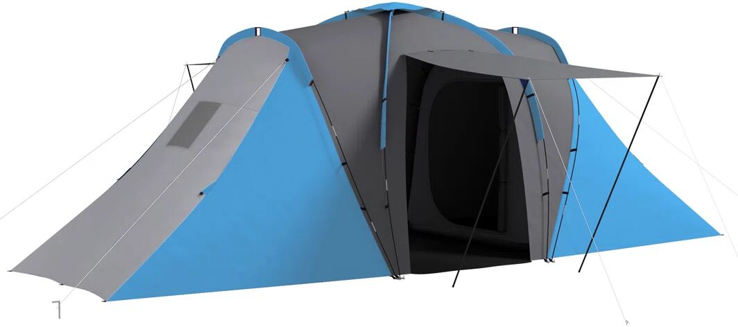 Outsunny 6 Person Tent gray/blue 190.0 H x 555.0 W x 225.0 D cm