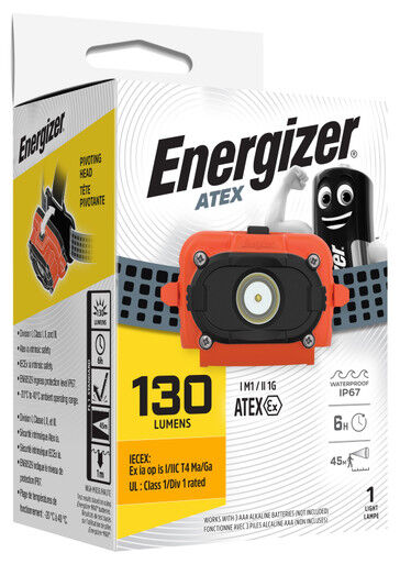Energizer Intrinsically Safe ATEX 130 Lumens LED Headlamp   1 Pack