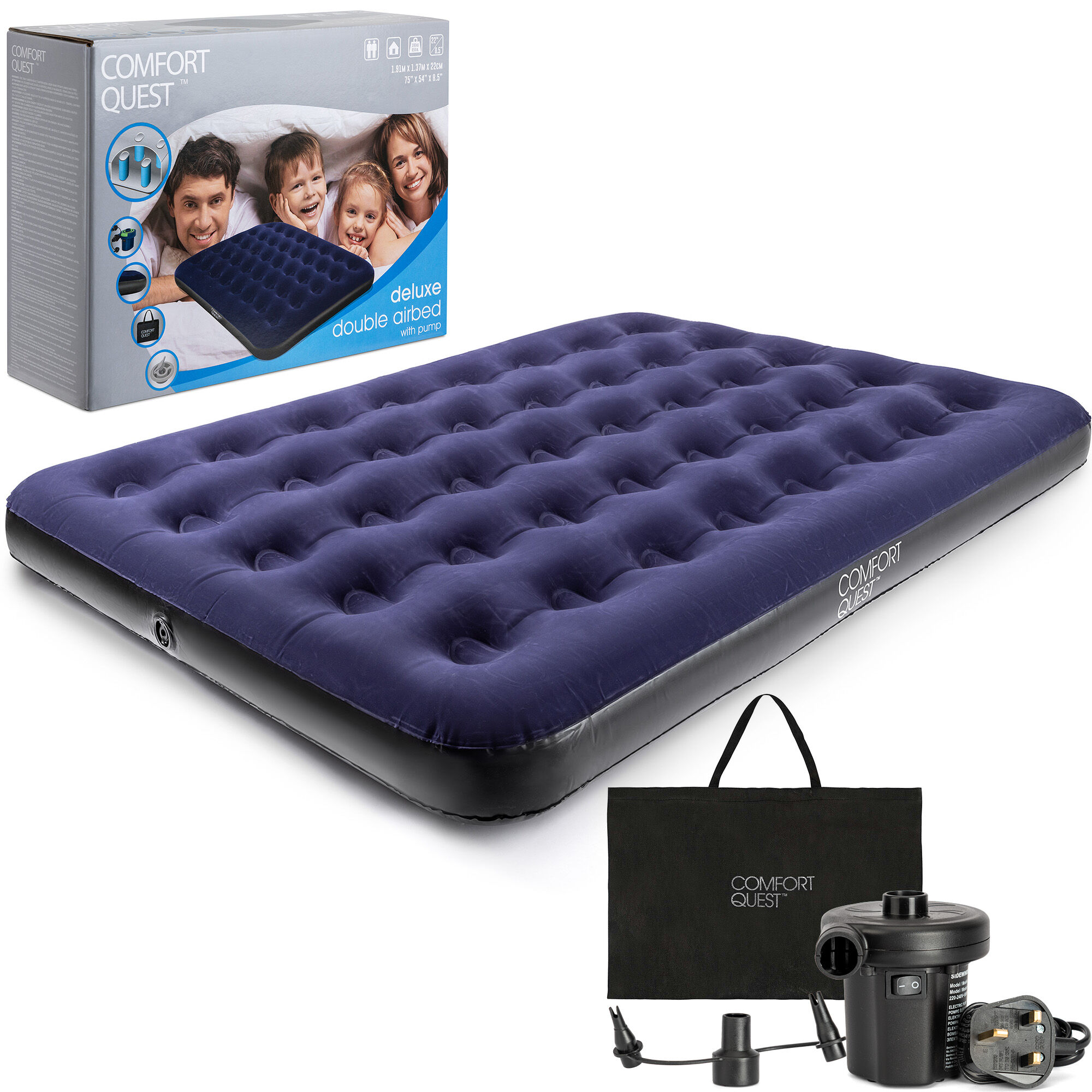Garmin Double Airbed With Pump & Bag Blue
