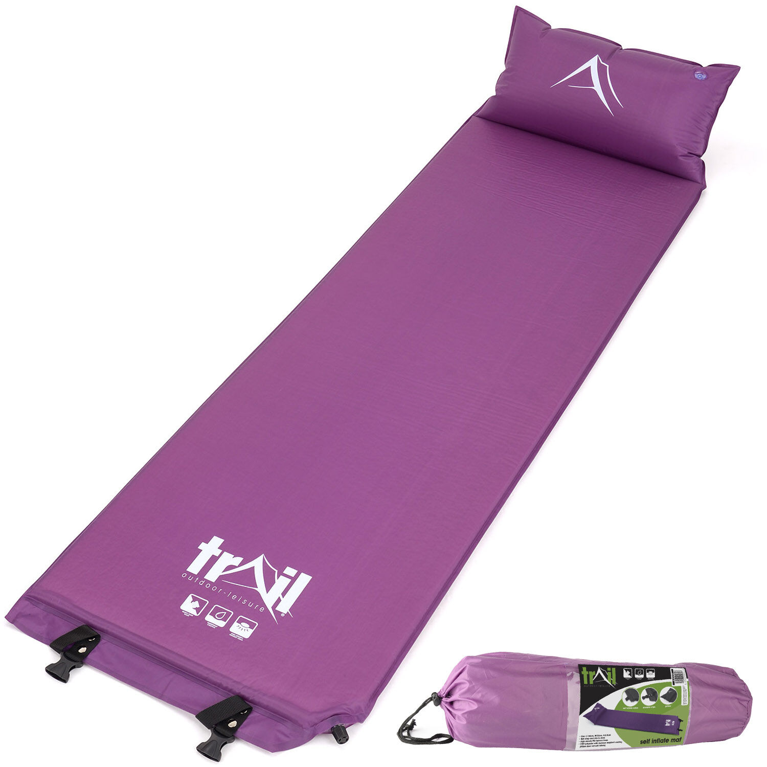 Leisure Self-Inflating Mat & Pillow - Purple Purple