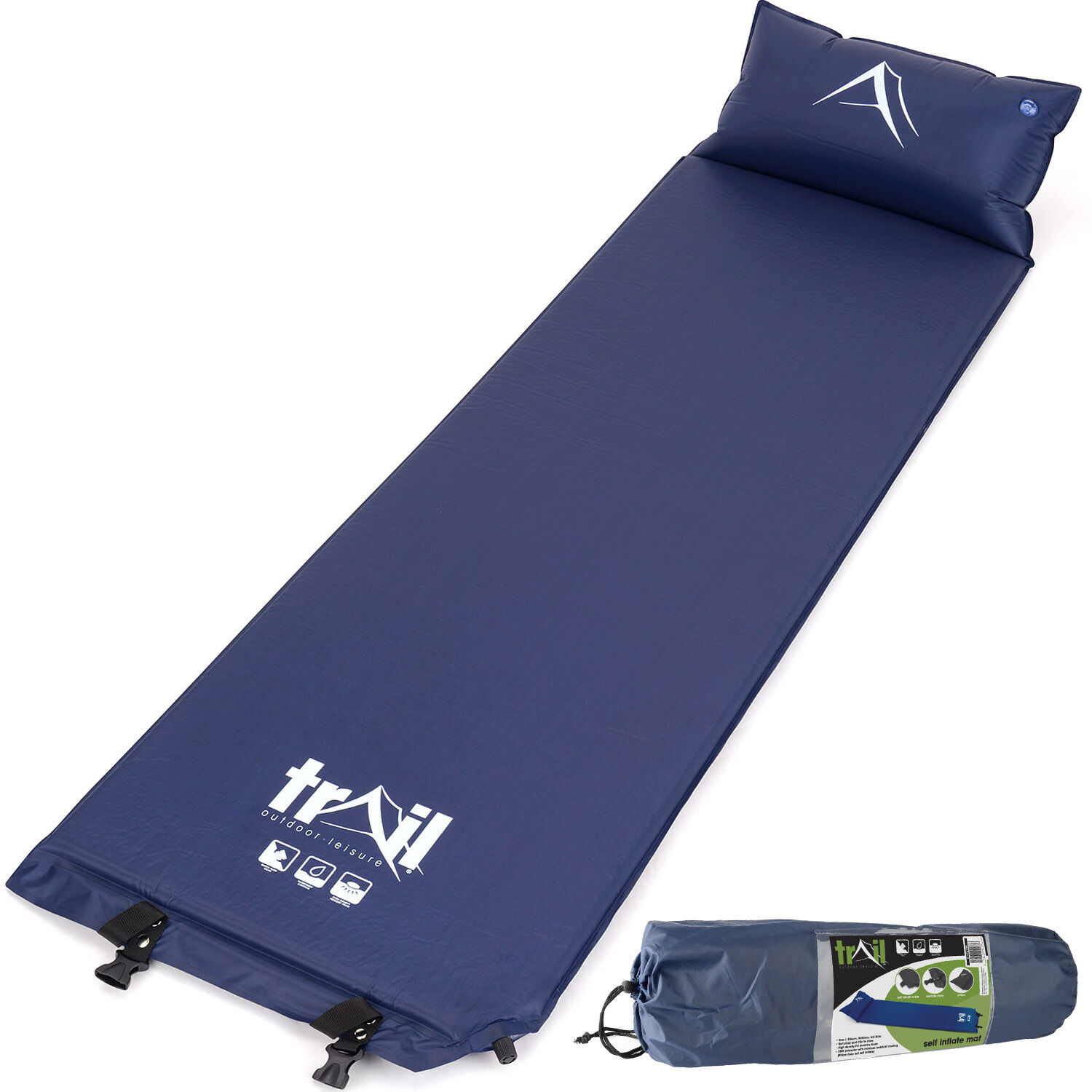 Leisure Self-Inflating Mat & Pillow - Blue Blue