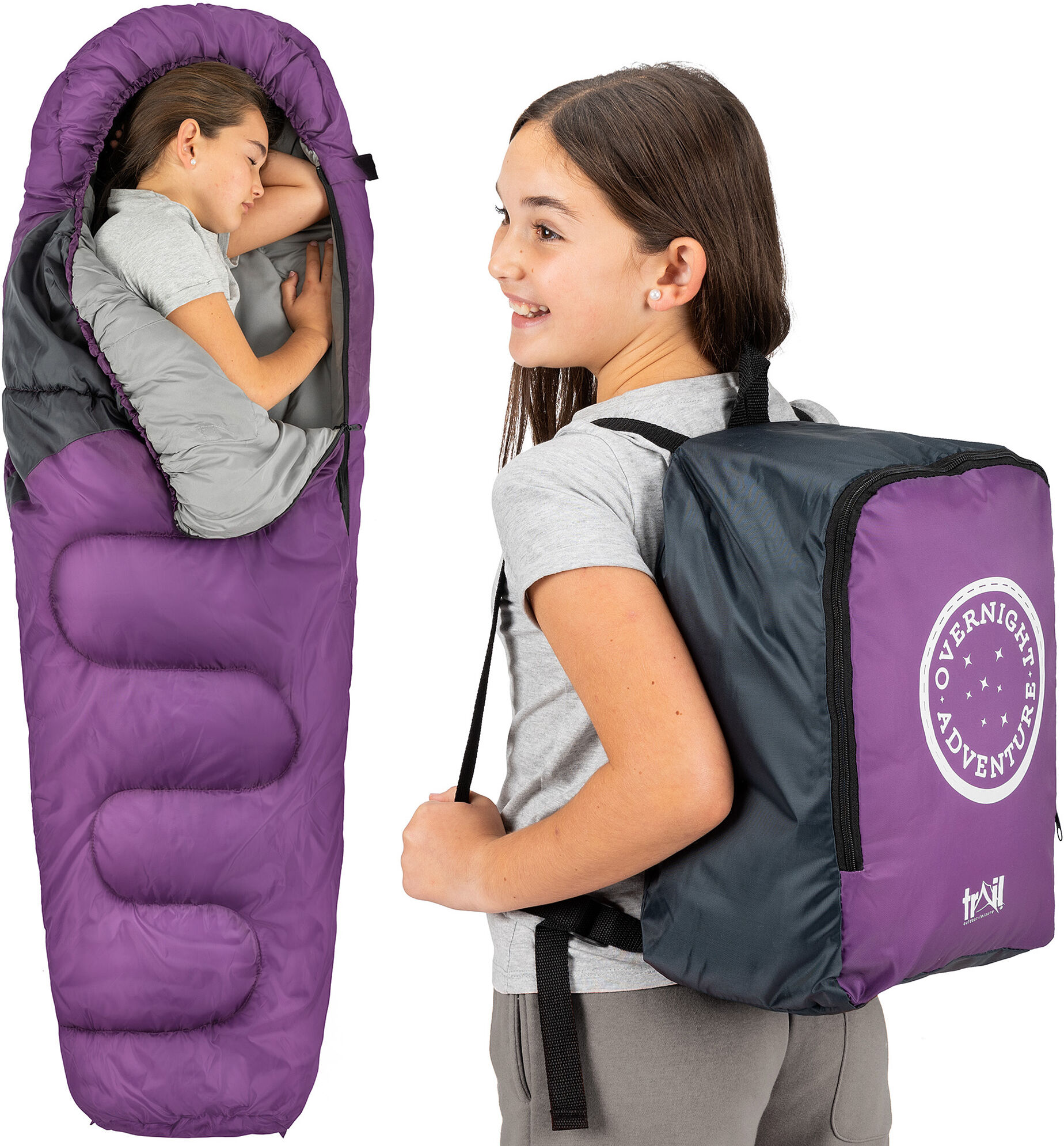 Leisure Kids Mummy Sleeping Bag Purple