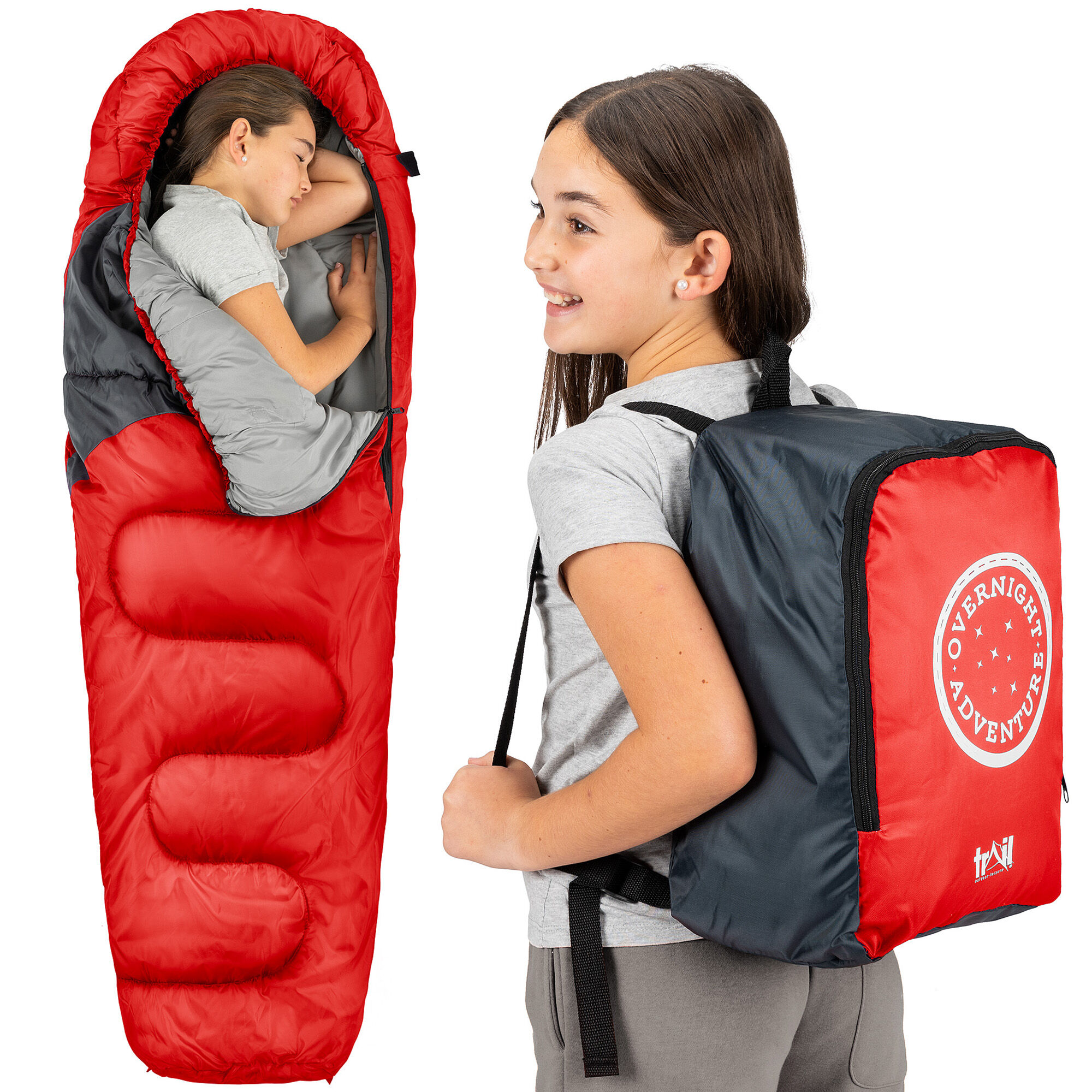 Leisure Kids Mummy Sleeping Bag Red