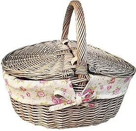 Brambly Cottage Picnic Basket with Garden Rose Lining Brambly Cottage Colour: Antique  - Size: 35cm H X 35cm W X 50cm D