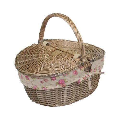 Lily Manor Rose Lined Oval Wicker Picnic Basket Lily Manor  - Size: Small