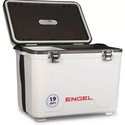 ENGEL 19 Quart Fishing & Kayaking Dry Box Ice Cooler with Shoulder Strap, White