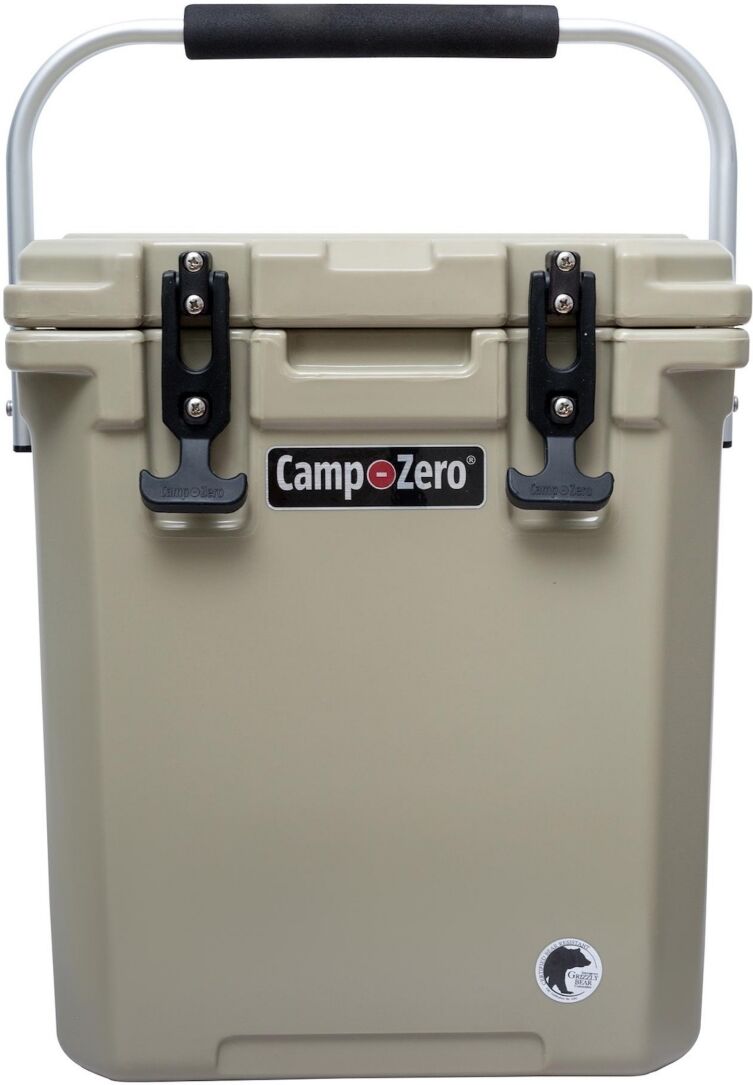 Camp-zero 16 Tall   16.9 Qt. Premium Cooler with 2 Molded-In Cup Holders and Folding Aluminum Comfort Grip Handle   Sky Blue - Beige