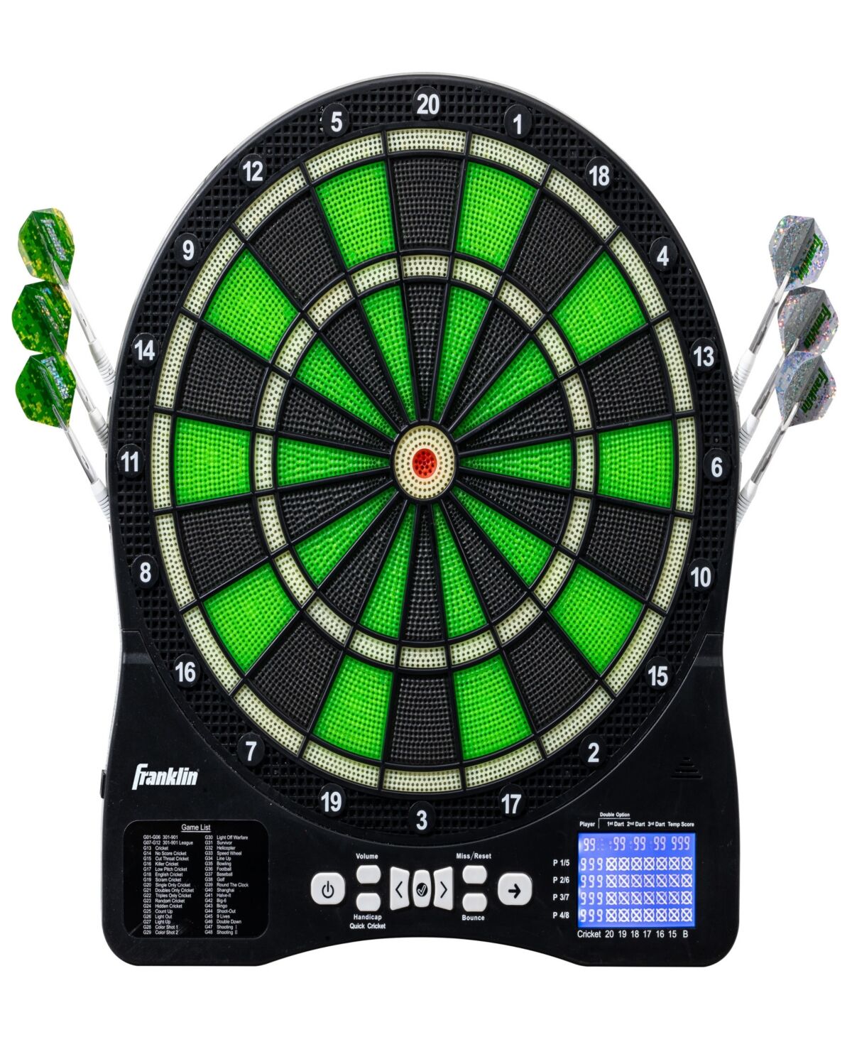 Franklin Sports Light Up Electronic Dart Board Set - BLACK
