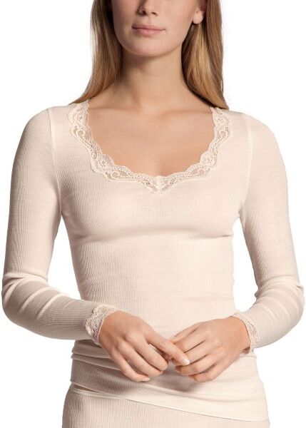 Calida Richesse Lace Long-sleeve Top - Ivory  - Size: 15990 - Color: luunvalkoinen