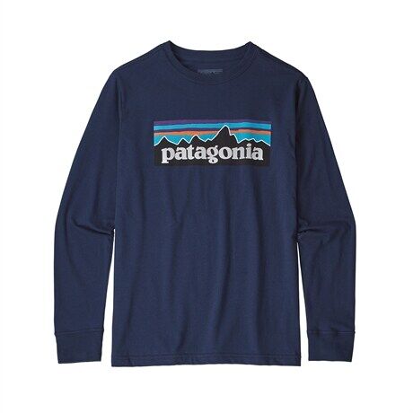 Patagonia Boys' Long-Sleeved Graphic Organic T-Shirt Classic Navy  XL (14år)