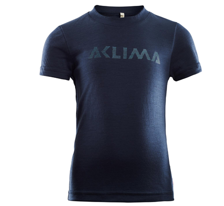 Aclima LightWool T-shirt Logo Children Navy Blazer  90