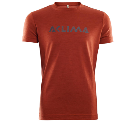 Aclima LightWool T-shirt Logo Junior Red Ochre  160