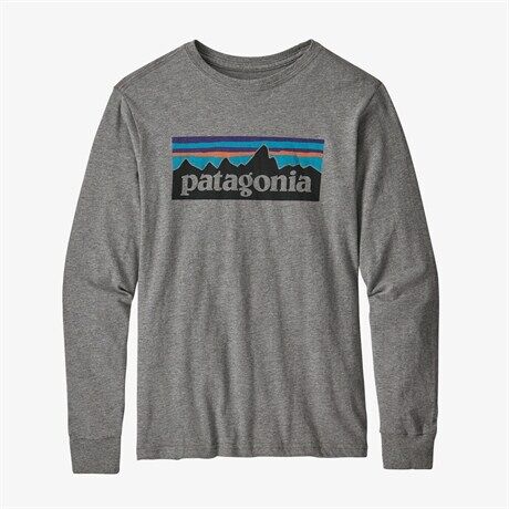 Patagonia Boys' Long-Sleeved Graphic Organic T-Shirt Gravel Heather  XS (5-6år)