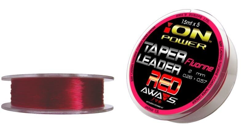 Awa-S Vlasec ujímaný Fluorine Red Taper Leaders 5x15m - 0,26mm to 0,57mm