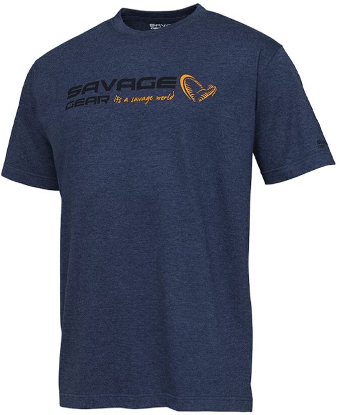 Savage Gear Triko Signature Logo T-shirt Blue Melange - L