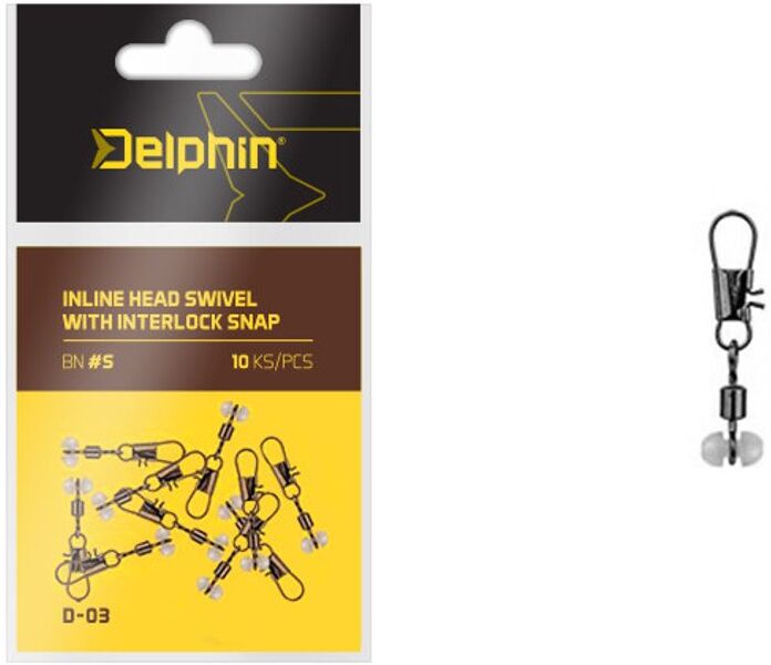 Delphin Karabinka s obratlíkem Inline Head Swivel with Interlock 10ks