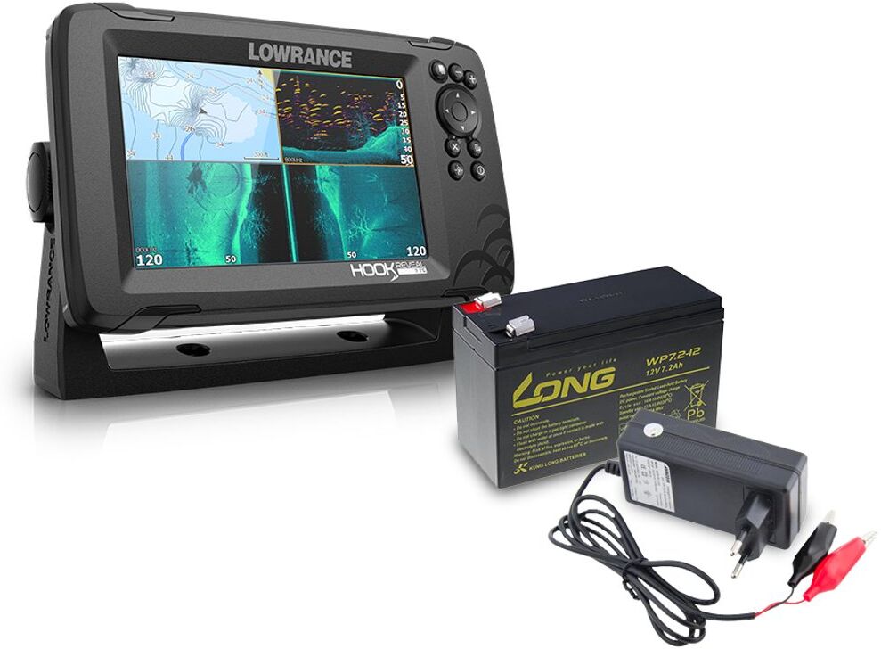 Lowrance Echolot Hook Reveal 7 se Sondou Tripleshot + baterie + nabíječka ZDARMA