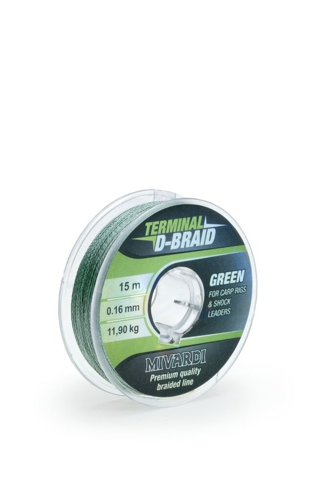 Mivardi Šňůra Terminal D-Braid Green 15m - 0,12mm/9,25kg