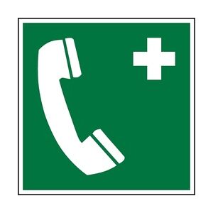 Rettungszeichen, Notruftelefon E004 - ASR A1.3 (DIN EN ISO 7010) - 200x200x0.45 mm Aluminium glatt, nachleuchtend