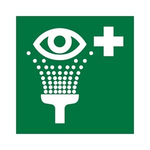 Rettungszeichen, Augenspüleinrichtung E011 - ASR A1.3 (DIN EN ISO 7010) - 150x150x0.45 mm Aluminium glatt, nachleuchtend