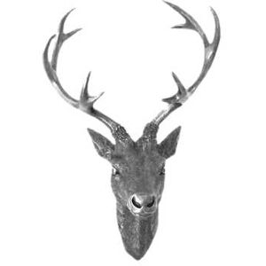 Linder Exclusiv Hirschgeweih Silber Optik 10 Ender 40x30 cm Hirschkopf Wand Deko Jagd Geweih