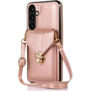 SKALO Samsung A15 5G PU-læder Kortholder Cover - Rosa guld Pink gold