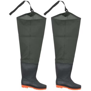 vidaXL Botas altas de agua de pesca verde oscuro talla 39