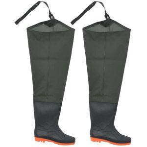 vidaXL Botas altas de agua de pesca verde oscuro talla 40