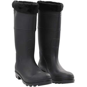 vidaXL Botas de agua con calcetines extraíbles negro número 44 PVC