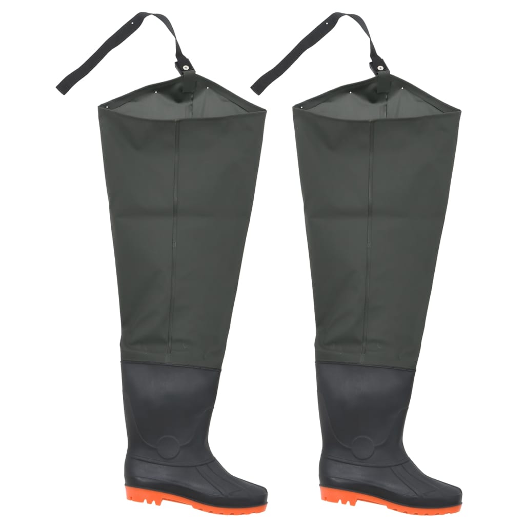 vidaXL Botas altas de agua de pesca verde oscuro talla 39