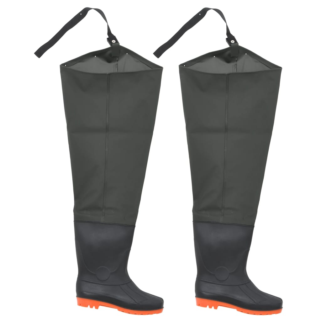 vidaXL Botas altas de agua de pesca verde oscuro talla 44