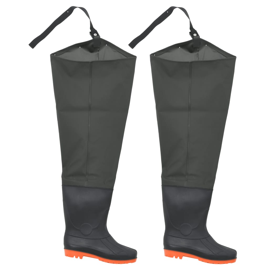 vidaXL Botas altas de agua de pesca verde oscuro talla 46