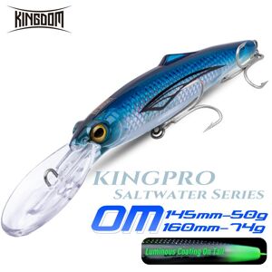 Kingpro OM145/160 Minnow Wobblers pour leurres à la traîne 74g grand Jerkbait de pêche flottant artificiel pour leurre de pêche en mer