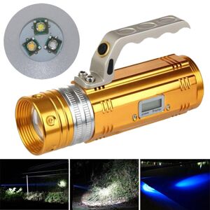 XANES Lampe de pêche rechargeable avec zoom, portée de 200-300 mètres et 3 LED de couleurs différentes, avec chargeur LCD. Publicité