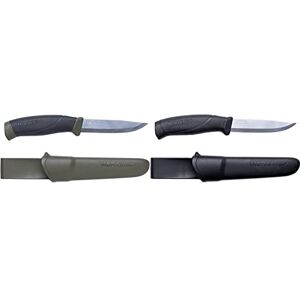 Morakniv Companion noit Couteau fixe Mixte Adulte, Manche Caoutchouc Noir & Mora Couteau Companion MG Noir/Kaki, Lame 10,5 cm - Publicité