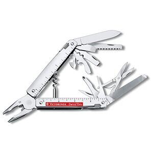 Victorinox Swiss Tool X Plus Ratchet Couteau de Poche Suisse, Couteau Multifonction, 38 Fonctions, Tire Bouchon, Lame Fixe, Etui, Argent - Publicité