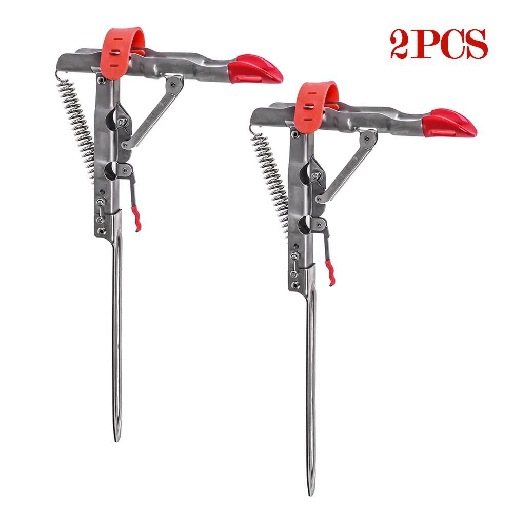 2PCS Automatique Spring Fishing Rod Holder Folding Fishing Pole Mount Support Ground Stand