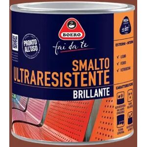 BOERO FAI DA TE Vernice da esterno per ferro  Ultraresistente marrone lucido, 0.5 l