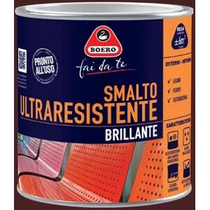 BOERO FAI DA TE Vernice da esterno per ferro  Ultraresistente marrone testa di moro lucido, 0.5 l