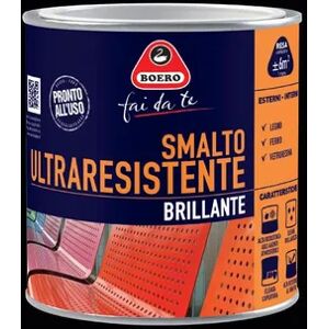 BOERO FAI DA TE Vernice da esterno per ferro  Ultraresistente nero lucido, 0.5 l